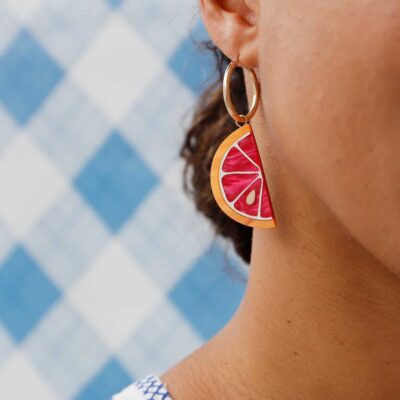 Earrings Wolf & Moon  | Grapefruit Slice Hoops