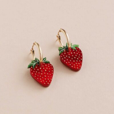 Earrings Wolf & Moon  | Strawberry Hoops Ii